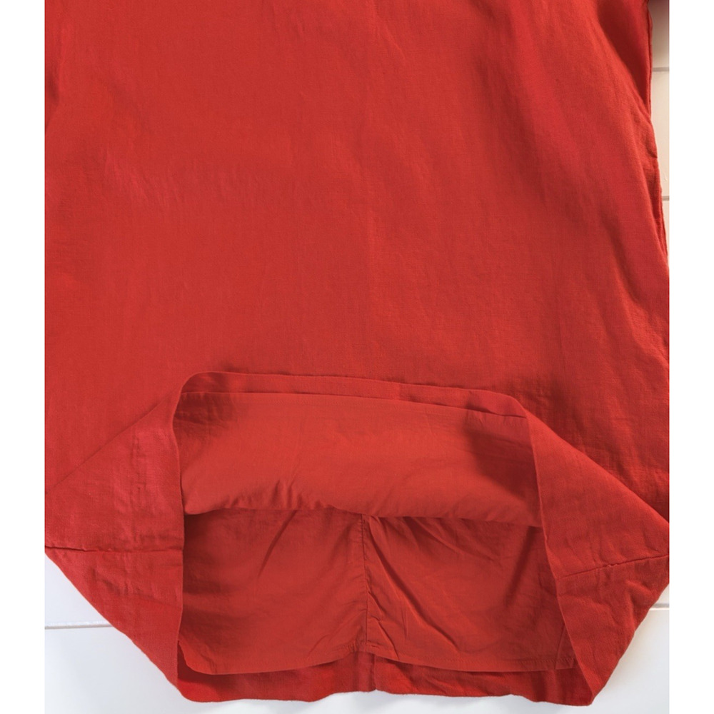 Banana Republic Colette Linen Dress Oversized Lined Red/Orange Puff Sleeve S - Picture 6 of 16